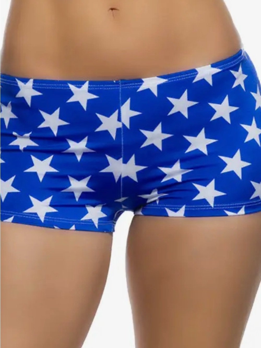Key West Patriotic Blue Star Print Women’s Stretch Swim Shorts or Costume